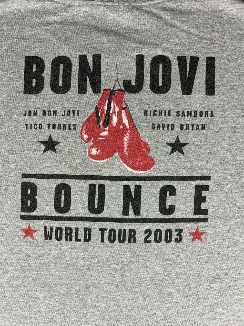 Vintage 2003 Bon Jovi The Bounce World Concert Tour Gray T-Shirt Size XL